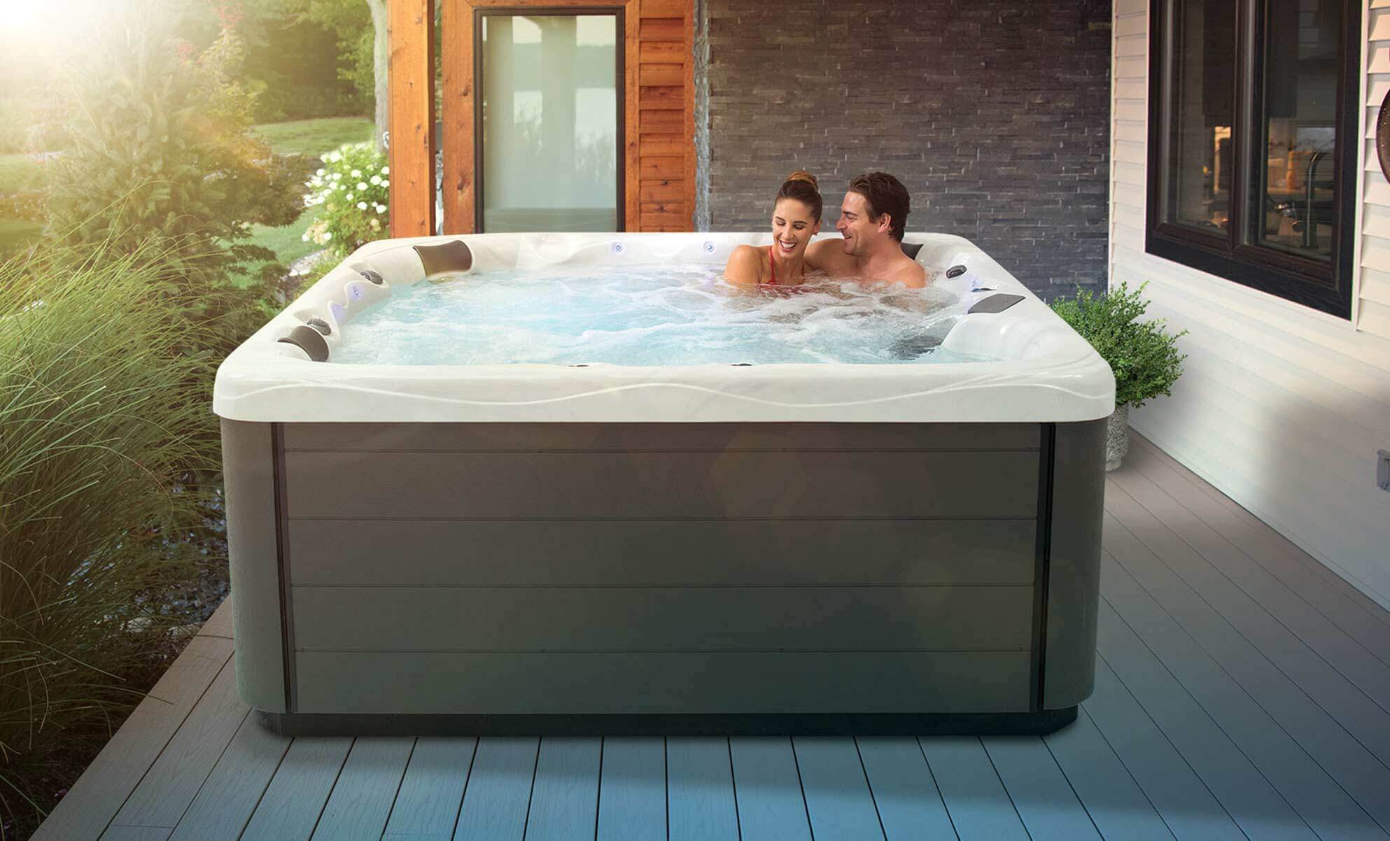 Celestial Spas Pearl 6-Person 67-Jet Acrylic Hot Tub and Lounger Spa with  Bluetooth - White/Silver Marble