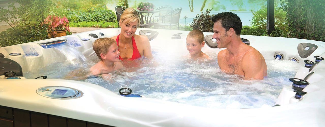 Family fun inside Master Spas hot tubs