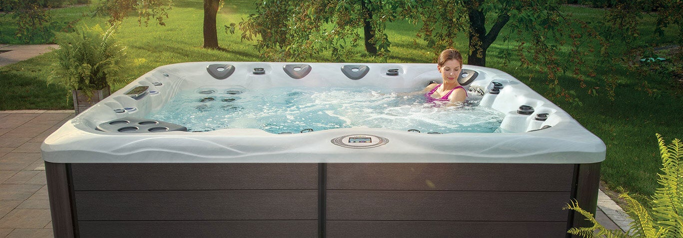 hot tub installation in a wooded area