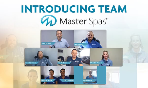 A screenshot of the athletes on a zoom call with master spas