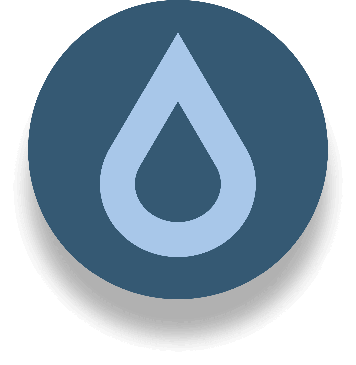 Circle with water droplet icon inside.