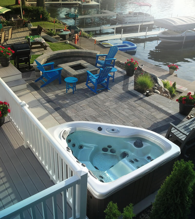 Take in the view, whether in the hot tub lounge or a therapy seat